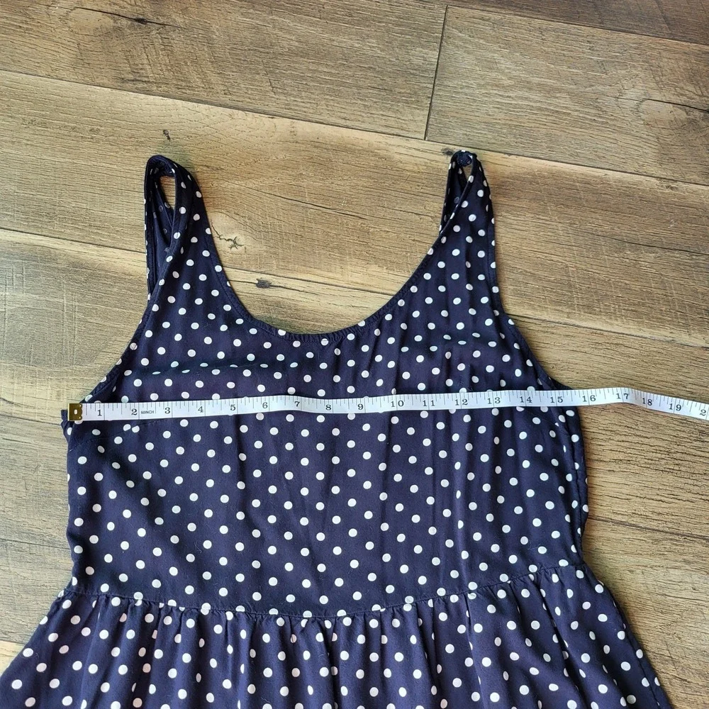 H&M Divided Navy Blue White Polka Dot Sleeveless Fit Flare Skater Mini Dress 8